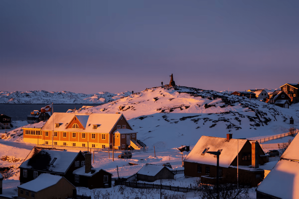 Sunset over Nuuk, Greenland, January 21, 2026. Mads Claus Rasmussen/Ritzau Scanpix/via REUTERS