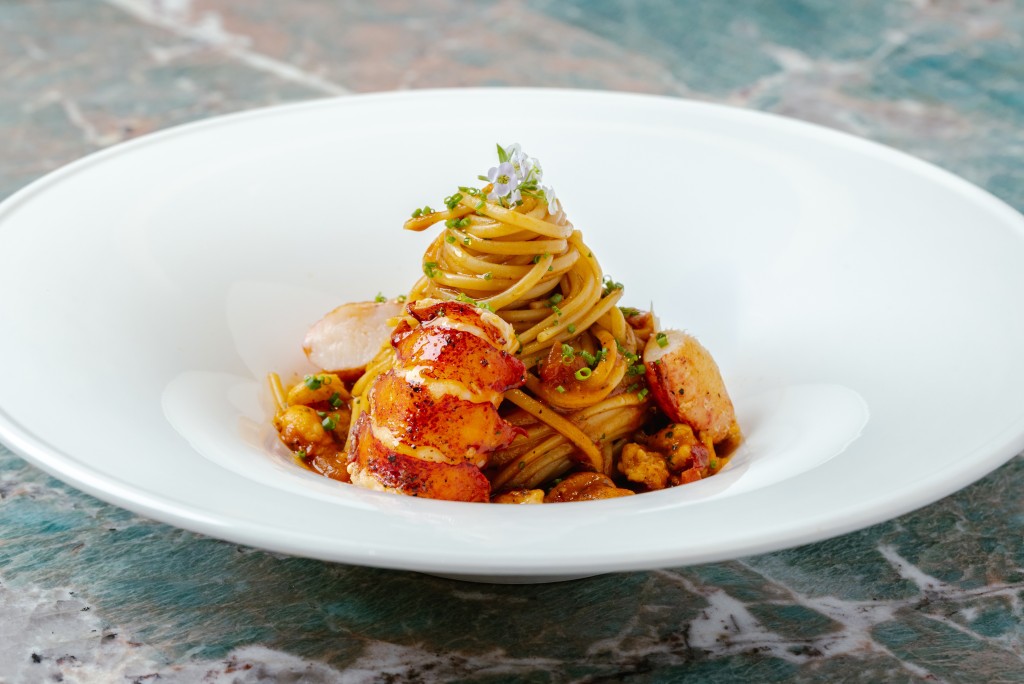Lobster with Homemade Linguine Pasta.