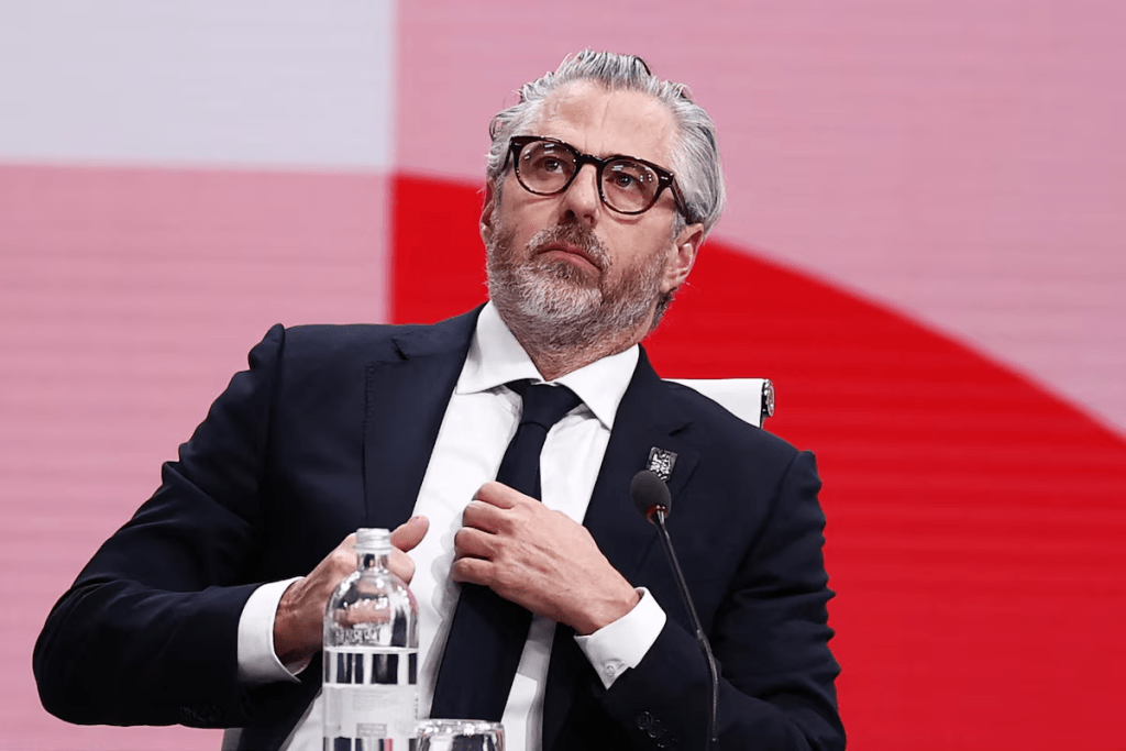 Milano Cortina 2026 Winter Olympics - 145th IOC Session - Auditorium MPC, Milan, Italy - February 3, 2026 Casey Wasserman, chairman of the Los Angeles Organizing Committee for the 2028 Olympic and Paralympic Games during the 145th IOC Session REUTERS/Guglielmo Mangiapane