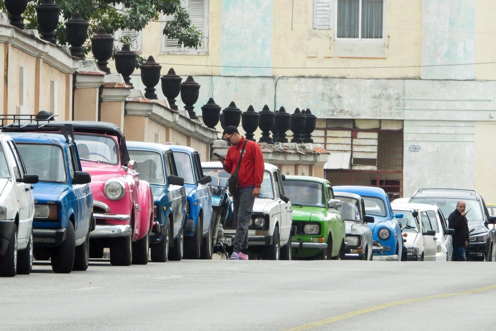 Vehicles wait in line to refuel at a gas station in Havana on January 30, 2026. (AFP)