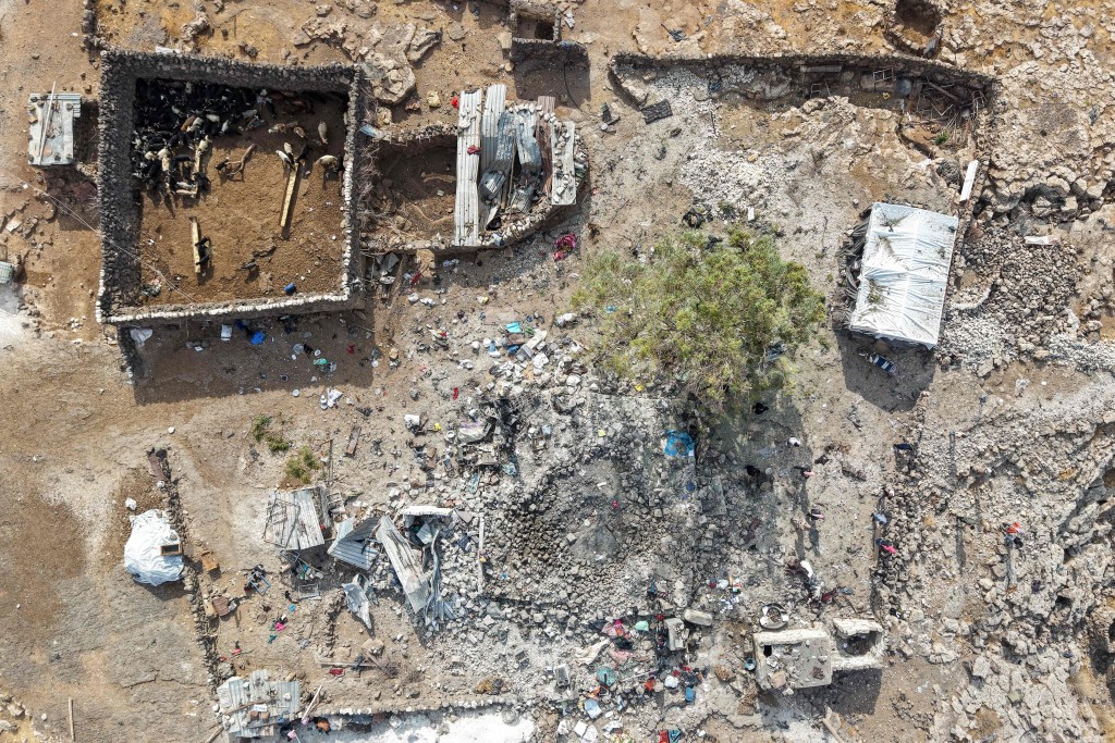 A site targeted by airstrikes by Jordan in the northeastern countryside of Daraa on October 27. (AFP)
