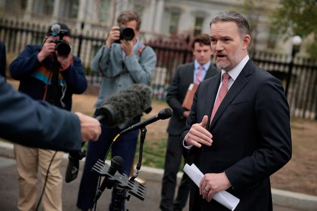 U.S. Trade Representative Jamieson Greer speaks with reporters at the White House in Washington, D.C., U.S., April 2, 2026. REUTERS/Evan Vucci