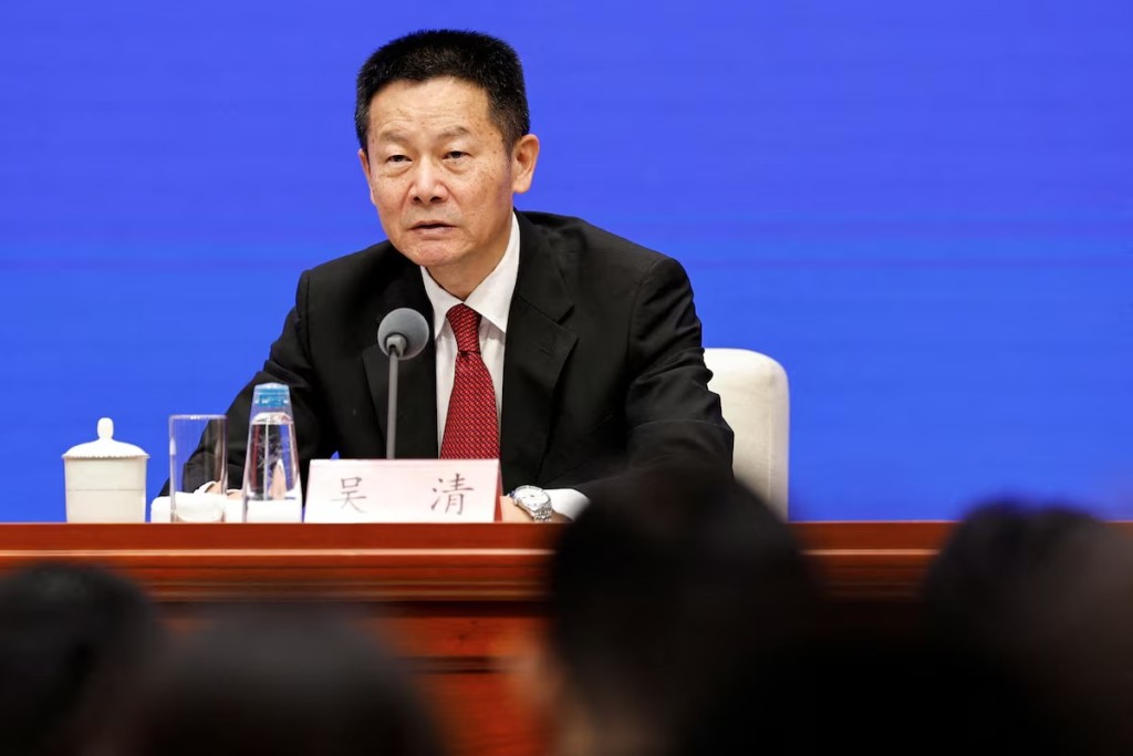 Wu Qing speaks during a press conference in Beijing, China. REUTERS 
