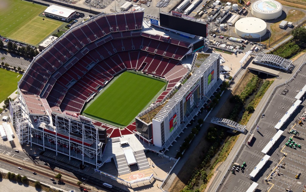 Photo by JOSH EDELSON / AFP San Francisco Bay Area Stadium (temporarily renamed from Levi's Stadium for the 2026 FIFA World Cup) is seen from the air in Santa Clara, California, on May 19, 2026.