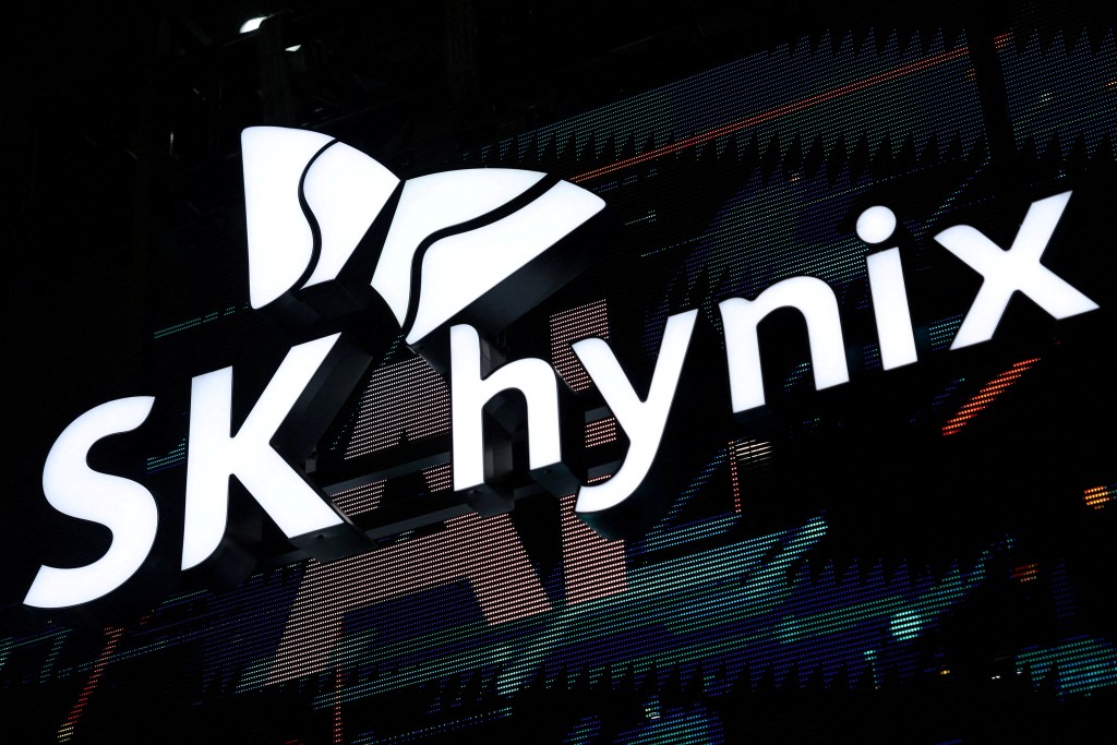 The logo of SK Hynix at a SK Hynix booth before a public briefing on the development vision for advanced industry in South Korea's southwestern region, in Gwangju, South Korea, June 30, 2026. REUTERS