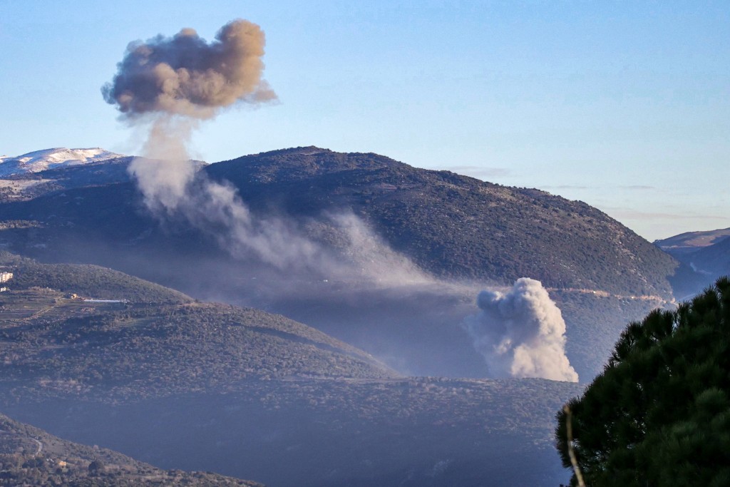 Smoke rises from the site of an Israeli airstrike that targeted the southern Lebanese area of al-Qatrani on February 28, 2026. (AFP)