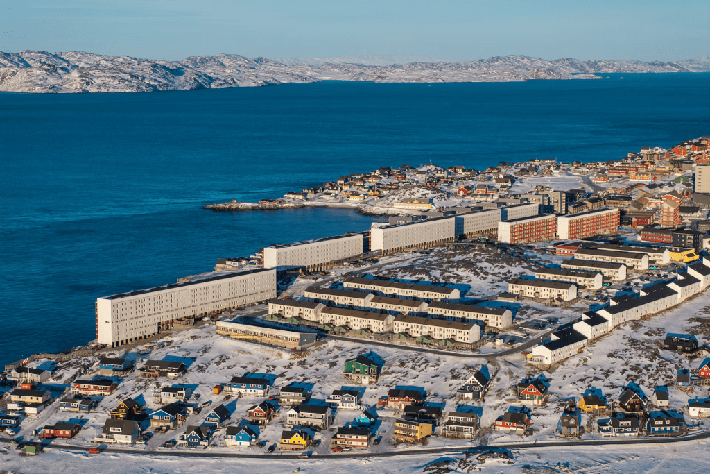 A drone view of Nuuk, Greenland, January 25, 2026. REUTERS/Marko Djurica