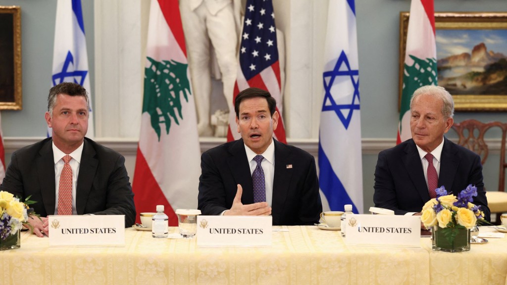 Marco Rubio meets with Israeli Ambassador Leiter and Lebanese Ambassador Moawad at the State Department in Washington. Reuters