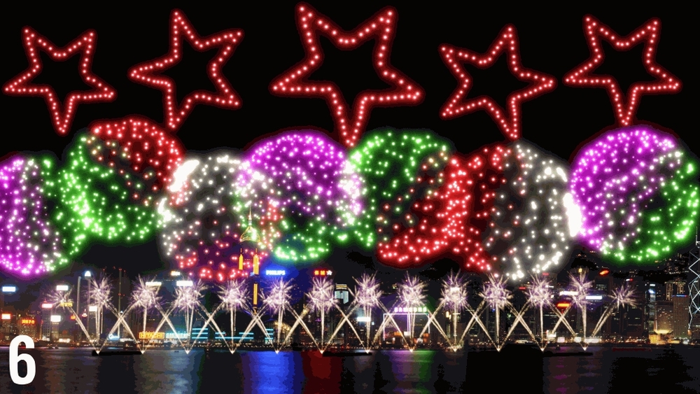 Concept photos for the eight scenes during the fireworks display.