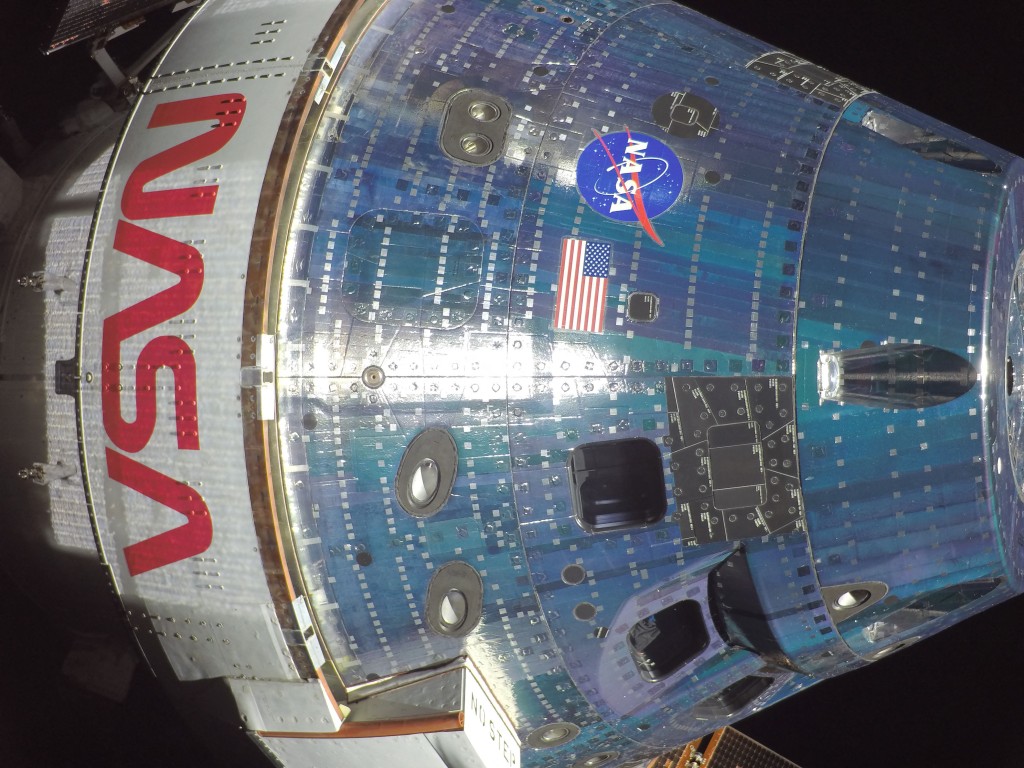 Photo by HANDOUT / NASA / AFP  This handout picture released on April 8, 2026 by NASA, shows the Orion spacecraft on the sixth day into the Artemis II mission, photographed from one of the cameras mounted on its solar array wings, on April 7, 2026.