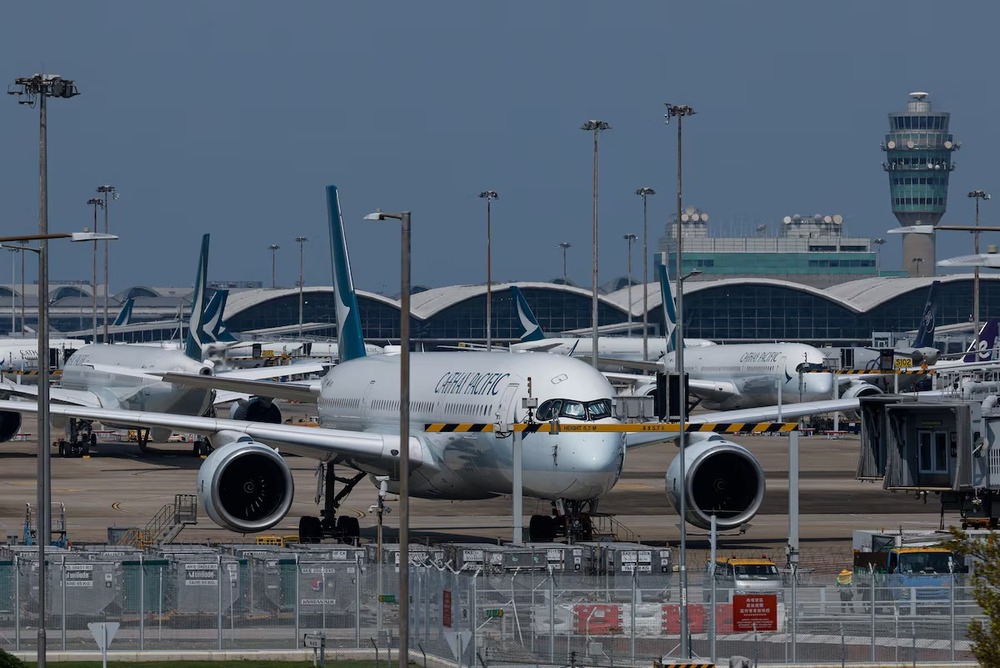 Cathay Pacific aircraft are seen parked at Hong Kong International Airport in Hong Kong, China August 7, 2024. REUTERS Cathay Pacific aircraft are seen parked at Hong Kong International Airport in Hong Kong, China August 7, 2024. REUTERS