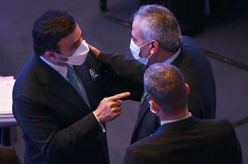Major General Ahmed Nasser al-Raisi (L), inspector general at the UAE interior ministry and candidate for the 2021 Interpol election speaks with delegation members on the first day of the 89th Interpol General Assembly in Istanbul on November 23, 2021. (AFP) Major General Ahmed Nasser al-Raisi (L), inspector general at the UAE interior ministry and candidate for the 2021 Interpol election speaks with delegation members on the first day of the 89th Interpol General Assembly in Istanbul on November 23, 2021. (AFP)