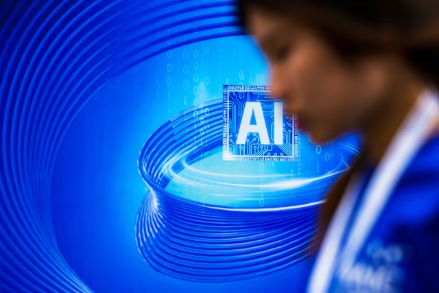 An AI (Artificial Intelligence) sign is seen at the World Artificial Intelligence Conference (WAIC) in Shanghai, China July 6, 2023. REUTERS/Aly Song