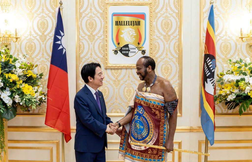 Taiwanese President Lai Ching-te shakes hands with King Mswati III, the King of Eswatini, at Mandvulo Grand Hall near Manzini, Eswatini, May 2, 2026. (Reuters)