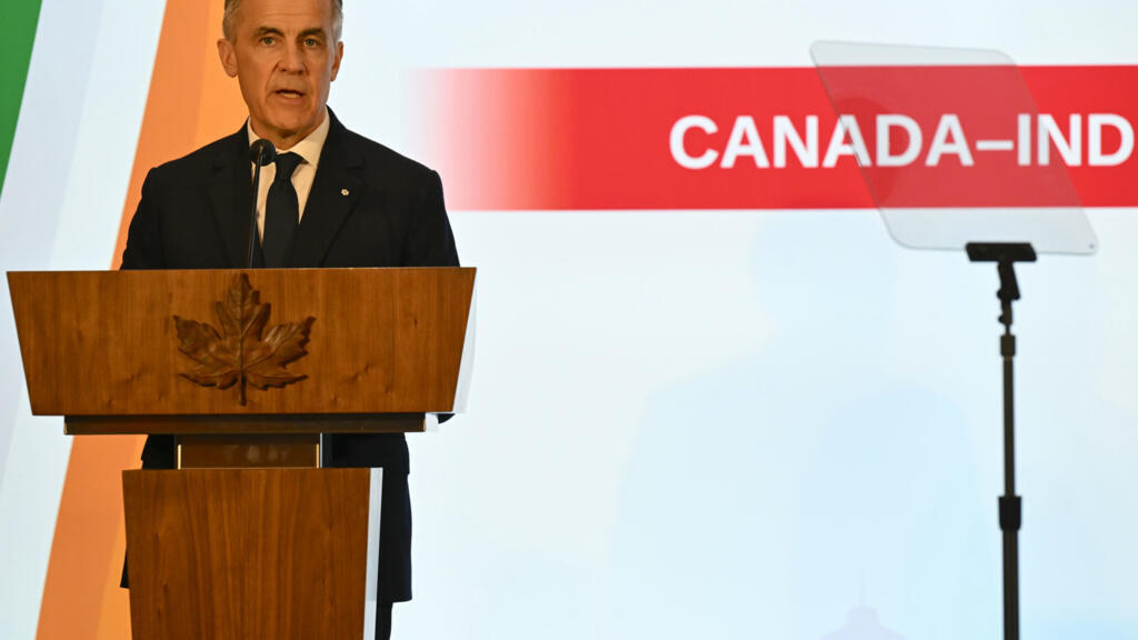 Canadian Prime Minister Mark Carney is in India to boost trade between the two countries © Indranil Mukherjee / AFP