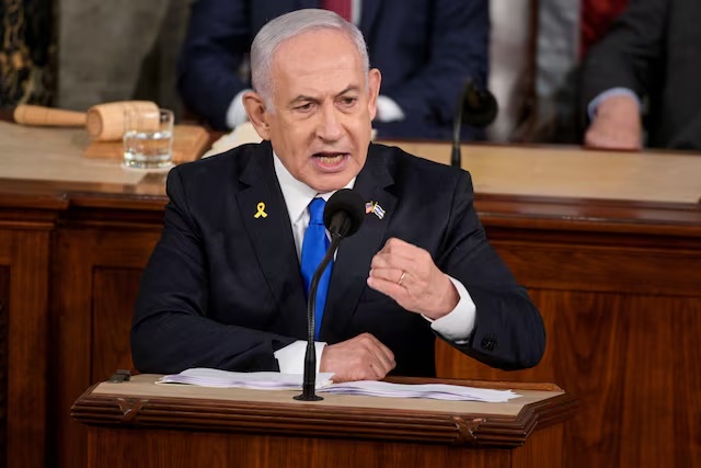 Israeli Prime Minister Benjamin Netanyahu addresses a joint meeting of Congress at the U.S. Capitol in Washington, U.S., July 24, 2024. REUTERS/Craig Hudson/File Photo