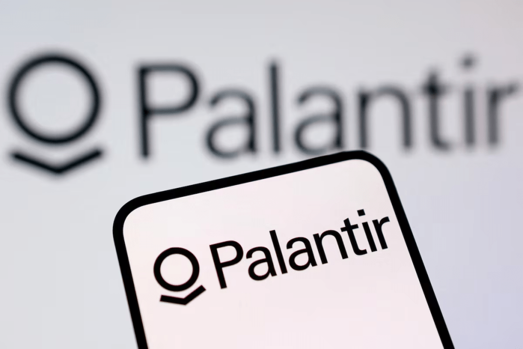 The Palantir logo is seen in this illustration taken August 3, 2025. REUTERS/Dado Ruvic/Illustration 