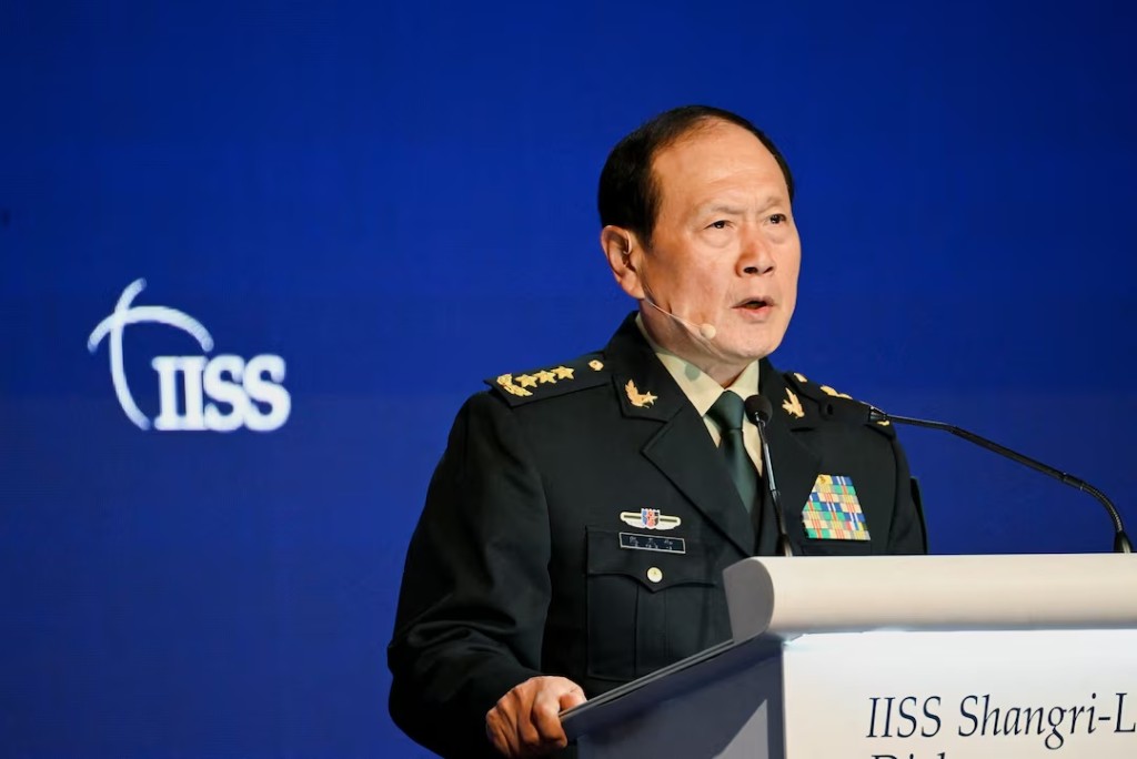 China's State Councilor and Defence Minister General Wei Fenghe speaks at a plenary session during the 19th Shangri-La Dialogue in Singapore June 12, 2022. REUTERS/Caroline Chia/File Photo