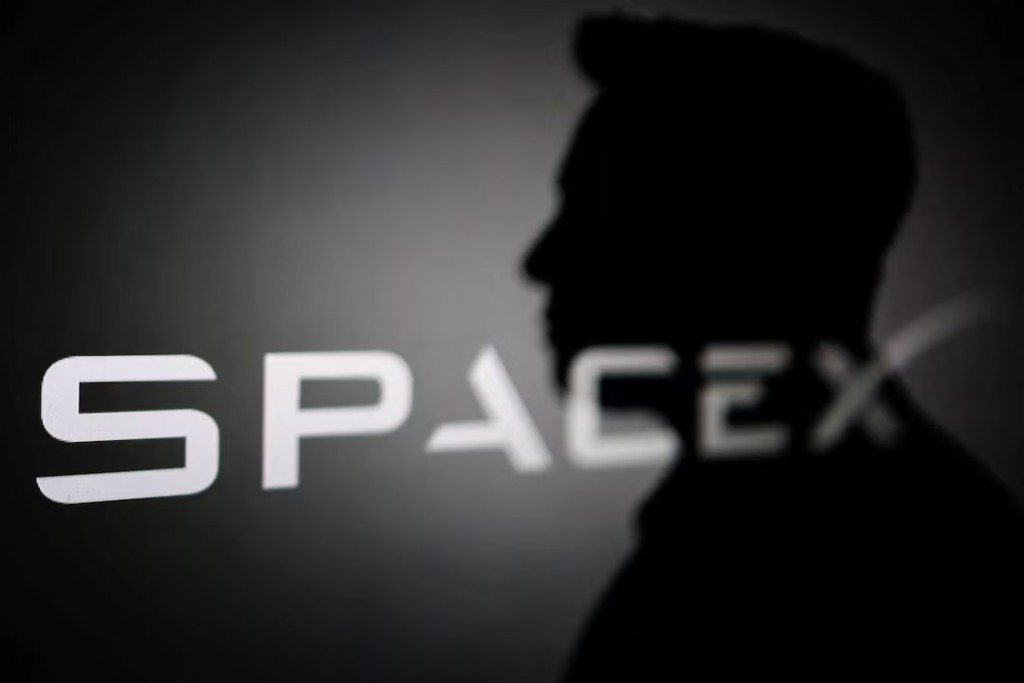 The silhouette of Elon Musk and SpaceX logo are seen in this illustration taken June 11, 2026. REUTERS/Dado Ruvic/Illustration