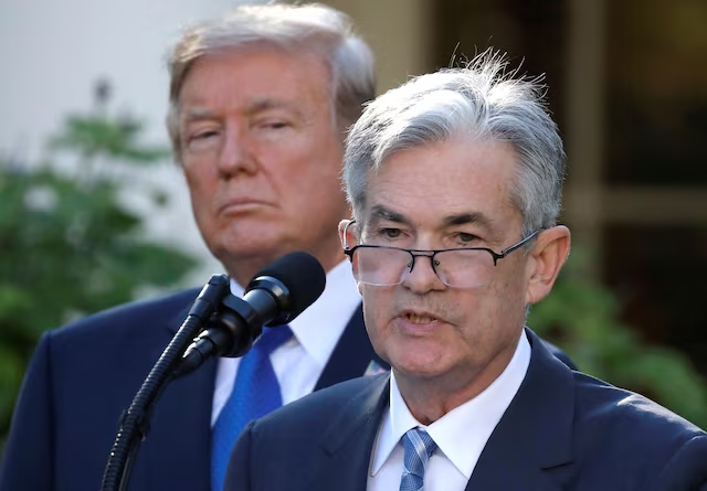 U.S. President Donald Trump looks on as Jerome Powell, his nominee to become chairman of the U.S. Federal Reserve, speaks at the White House in Washington, U.S., November 2, 2017. (Reuters)