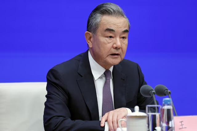 Chinese Foreign Minister Wang Yi attends a press conference on the white paper on "A Global Community of Shared Future: China's Proposals and Actions", in Beijing, China September 26, 2023. REUTERS/Shubing Wang 