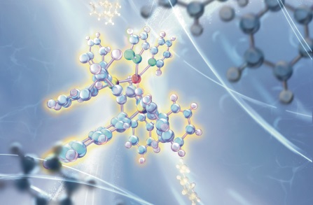 Artistic illustration of a light-driven reaction for constructing three-dimensional BCH molecular structures. (Emily R.-C. Yang)