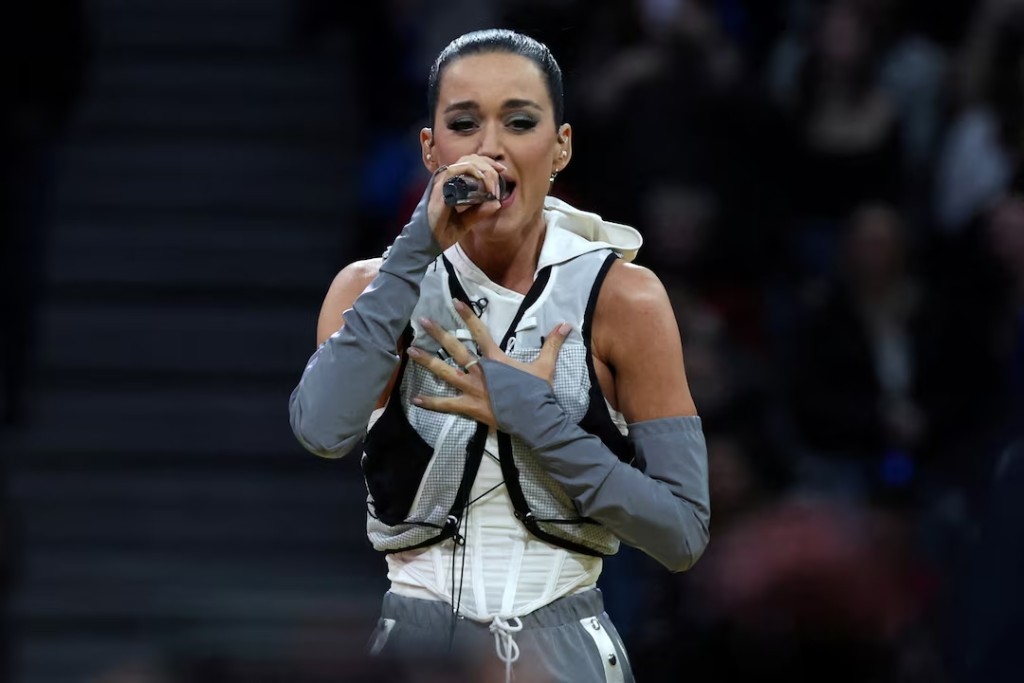 Singer Katy Perry performs during the opening ceremony of the Invictus Games, founded by Britain's Prince Harry, at BC Place stadium in Vancouver, British Columbia, Canada February 8, 2025. (Reuters)