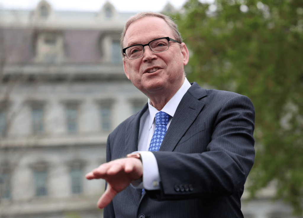 National Economic Council Director Kevin Hassett speaks to reporters at the White House in Washington, D.C., U.S., April 14, 2025. REUTERS/Kevin Lamarque/ File Photo