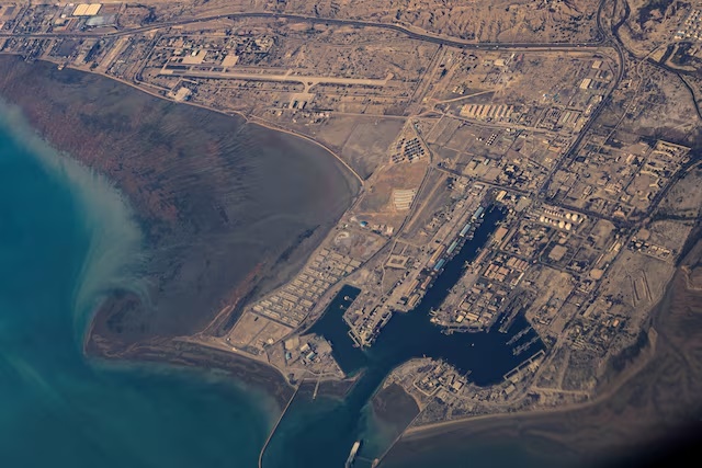 An aerial view of the Iranian shores and Port of Bandar Abbas in the strait of Hormuz, December 10, 2023. REUTERS/Stringer/File Photo