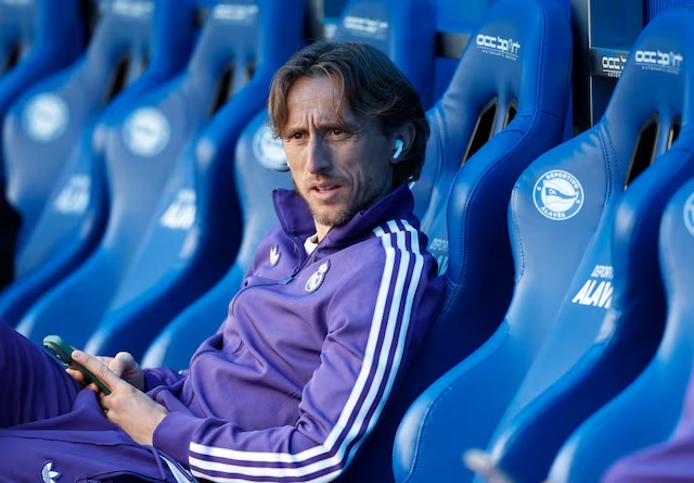Real Madrid's Luka Modric on the bench before a match. (Reuters)