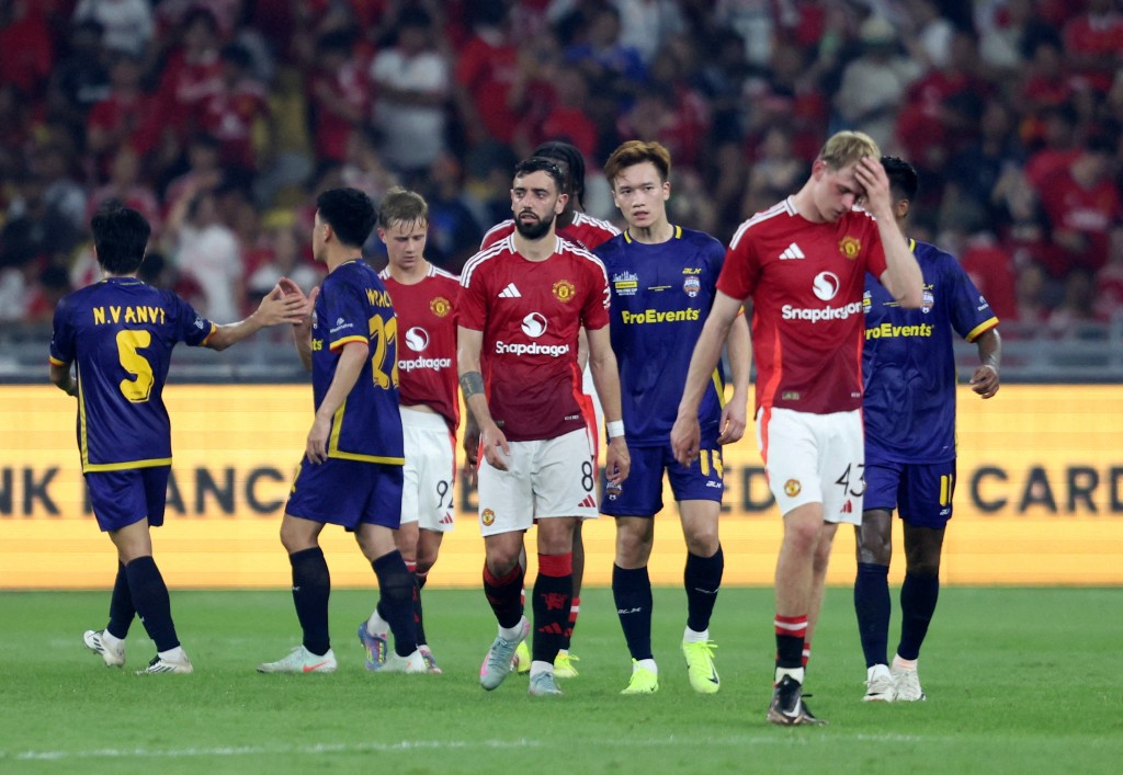 Manchester United's Bruno Fernandes after the match. (Reuters)