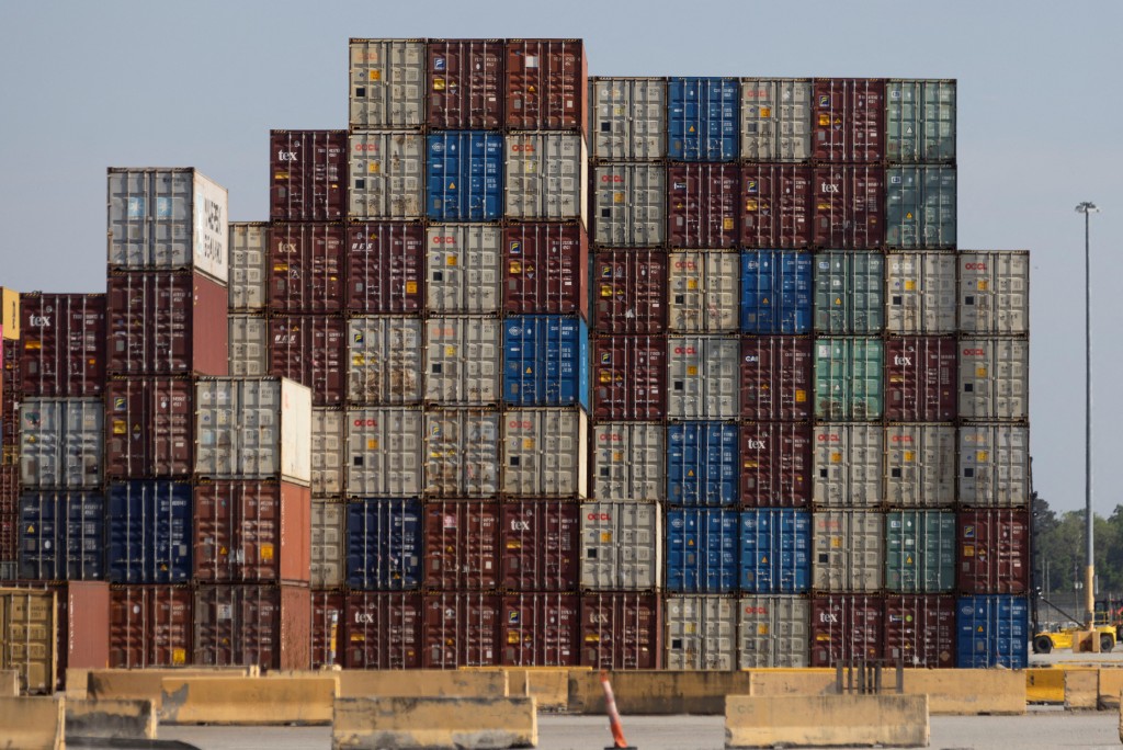 Shipping containers are stacked at the Port of Authority Savannah in Savannah, Georgia, U.S. May 6, 2025. (Reuters)