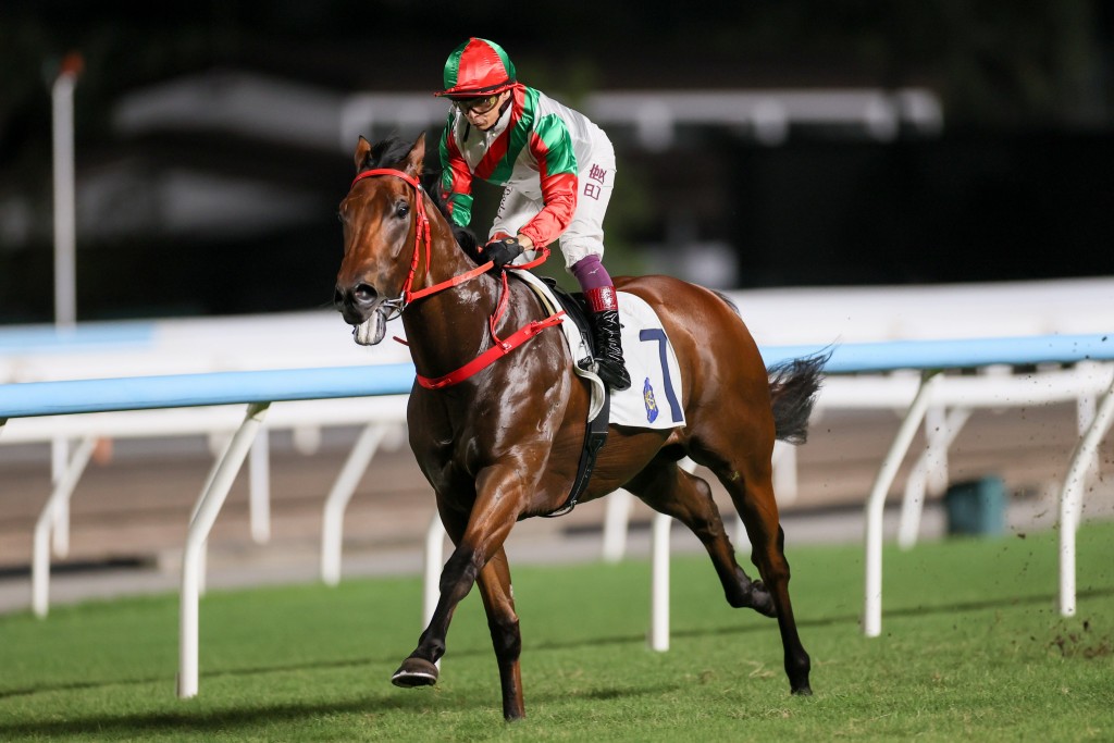 Solid State winning on debut at Sha Tin. HKJC