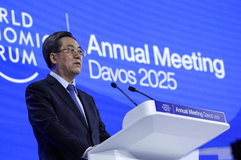 China's Vice-Premier Ding Xuexiang delivers a Special Address during the 55th annual World Economic Forum (WEF) meeting in Davos, Switzerland, January 21, 2025. REUTERS/Yves Herman China's Vice-Premier Ding Xuexiang delivers a Special Address during the 55th annual World Economic Forum (WEF) meeting in Davos, Switzerland, January 21, 2025. REUTERS/Yves Herman