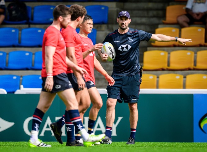 Hong Kong coach Logan Asplin puts his players through their paces.
