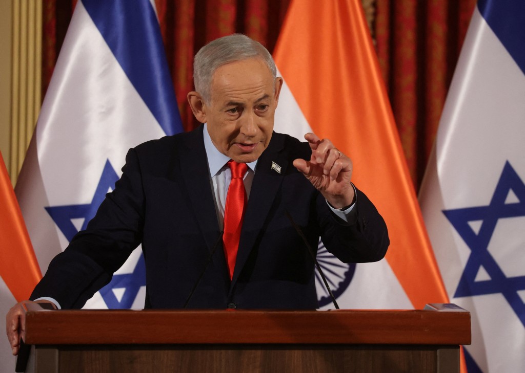 Israel's Prime Minister Benjamin Netanyahu gestures during a press conference with India's Prime Minister Narendra Modi (not pictured) in Jerusalem on February 26, 2026. (Reuters)