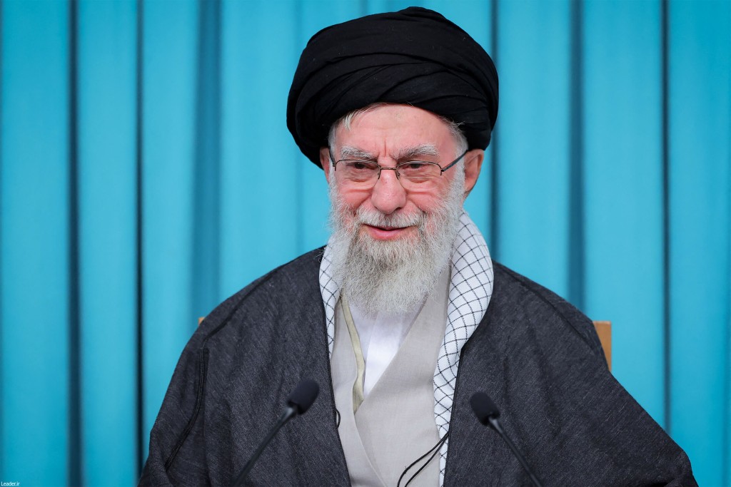 A handout picture provided by the Iranian supreme leader Ayatollah Ali Khamenei official website shows him speaking during a televised address in Tehran, on September 23 2025.  (Photo by KHAMENEI.IR / AFP)
