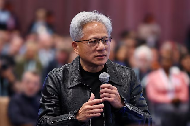 Nvidia CEO Jensen Huang speaks at Dreamforce 2026 summit in San Francisco, California, U.S., September 15, 2026. REUTERS/Carlos Barria