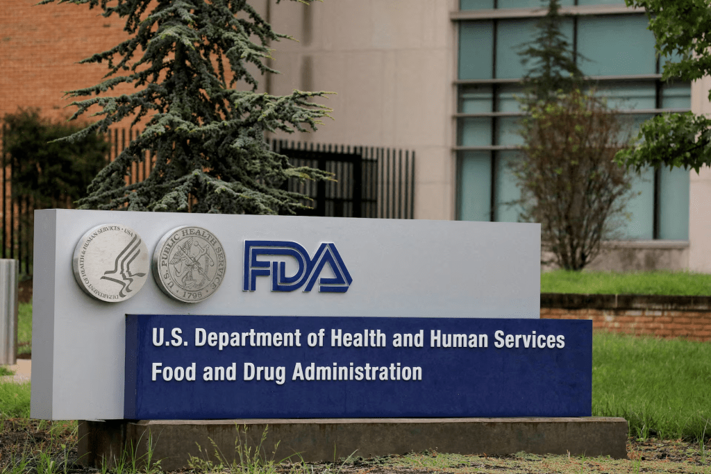 Signage is seen outside of the Food and Drug Administration (FDA) headquarters in White Oak, Maryland, U.S., August 29, 2020. REUTERS/Andrew Kelly/File Photo