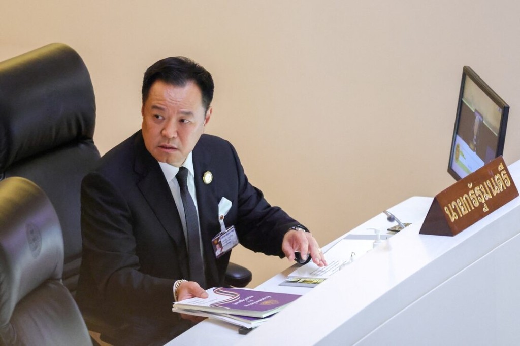 Thailand's Prime Minister Anutin Charnvirakul prepares ahead of a parliament session to deliver his government's policy proposal at the parliament in Bangkok, Thailand, April 9, 2026. REUTERS/Athit Perawongmetha 
