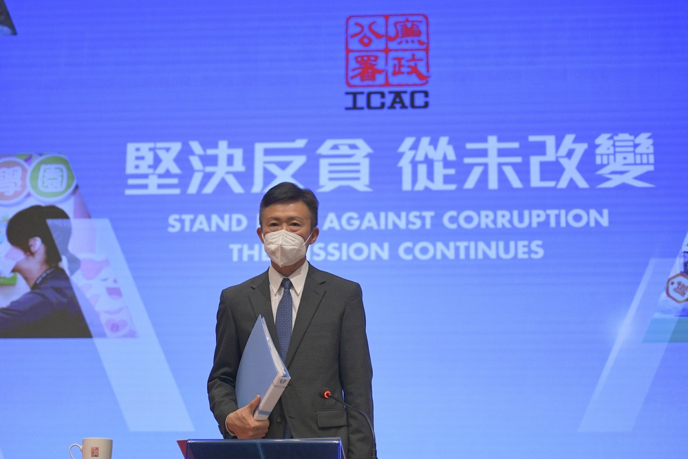 ICAC commissioner Simon Peh Yun-lu attends a media session on Wednesday, May 4, 2022. ICAC commissioner Simon Peh Yun-lu attends a media session on Wednesday, May 4, 2022.
