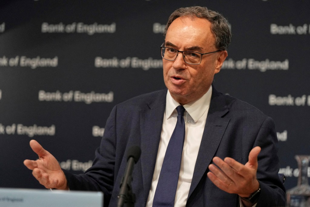 Bank of England Governor, Andrew Bailey gestures as he speaks at the Bank of England Stability Report, in London, Wednesday, July 9, 2025.     Alastair Grant/Pool via REUTERS