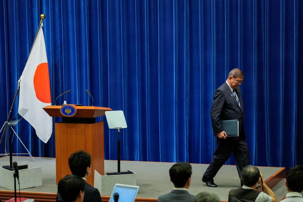 Japanese Prime Minister Shigeru Ishiba walks on the day of a press conference as he announces his resignation, in Tokyo, Japan September 7, 2025. (Reuters)