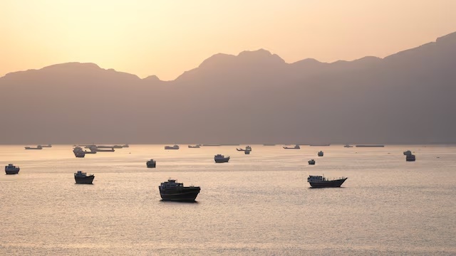 Ships and boats in the Strait of Hormuz, Musandam, Oman, May 1, 2026. REUTERS/Stringer/File Photo 
