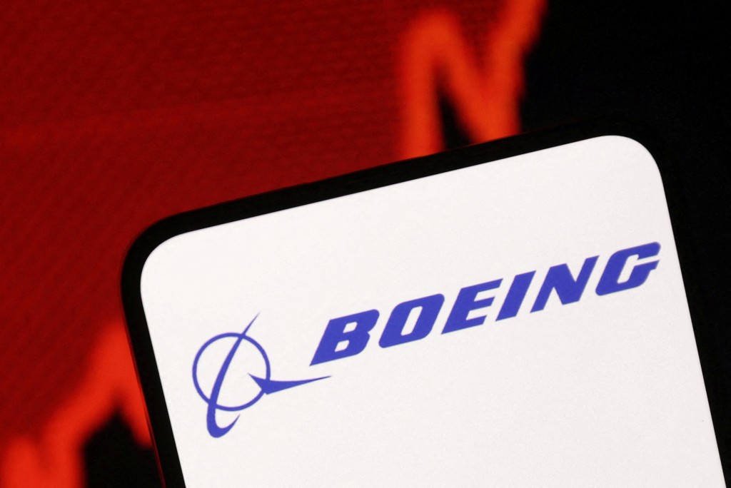 Boeing logo and a rising stock graph are seen in this illustration taken July 26, 2025. (Reuters)