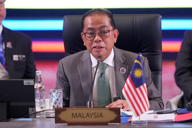 Malaysia's Defense Minister Mohamed Khaled Nordin delivers his remarks during the opening session of the Association of Southeast Asian Nations (ASEAN) Defense Ministers’ Meeting in Kuala Lumpur, Malaysia, Friday, Oct. 31, 2025. Dita Alangkara/Pool via REUTERS/File Photo