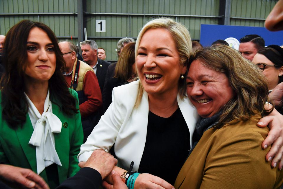 Sinn Fein deputy leader Michelle O'Neill reacts as she is elected during the Northern Ireland Assembly Elections at the Meadowbank Sports Arena, in Magherafelt, Northern Ireland. (Reuters) Sinn Fein deputy leader Michelle O'Neill reacts as she is elected during the Northern Ireland Assembly Elections at the Meadowbank Sports Arena, in Magherafelt, Northern Ireland. (Reuters)
