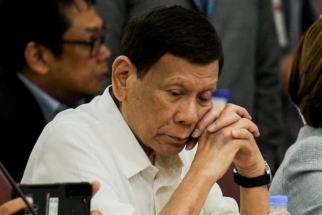 Former Philippine President Rodrigo Duterte attends the House Quad Committee hearing investigating his administration's war on drugs, at the House of Representatives, in Quezon City, Metro Manila, Philippines, November 13, 2024. REUTERS/Lisa Marie David/File Photo