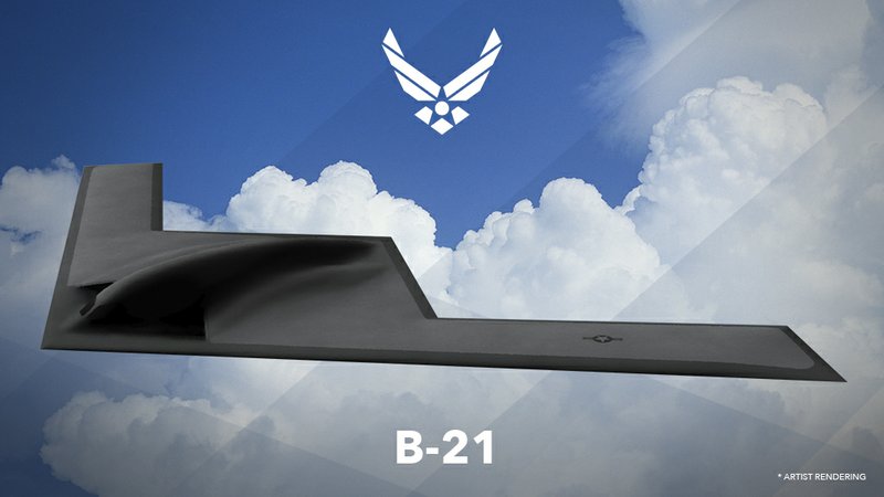 This undated artist rending provided by the U.S. Air Force shows a U.S. Air Force graphic of the Long Range Strike Bomber, designated the B-21. This undated artist rending provided by the U.S. Air Force shows a U.S. Air Force graphic of the Long Range Strike Bomber, designated the B-21.