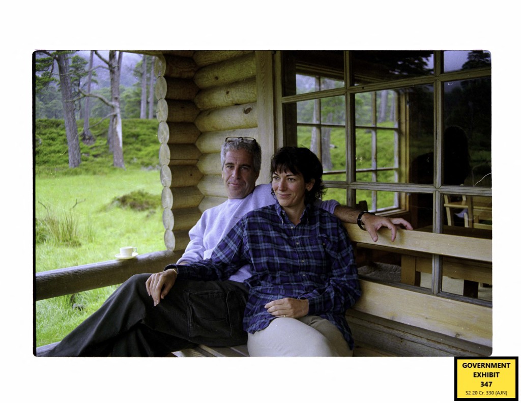 This undated trial evidence image obtained December 8, 2021, from the US District Court for the Southern District of New York shows British socialite Ghislaine Maxwell and US financier Jeffrey Epstein.(Photo by Handout / US District Court for the Southern District of New York / AFP)